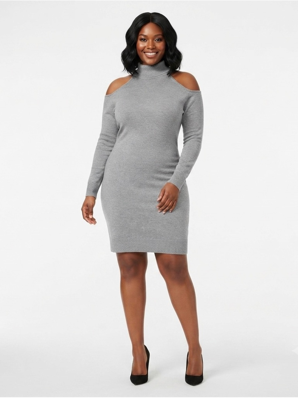 Torrid Curve Gray Cold Shoulder Mock Neck Sweater Dress Size 00